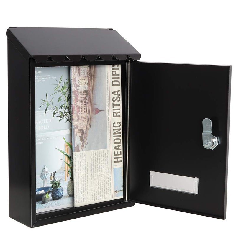 Parrency Wall Mounted Mailboxes with Key Lock, Outdoor Key Locking Mail Box with Transparent Cover, 12 1/5" x 8 2/5" x 3 1/3" (Black) - Image 4